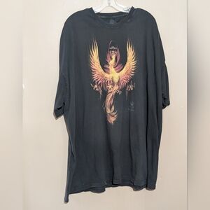 The Mountain T-shirt W/Phoenix And Sorcerer, Size:5XL, Color:Black